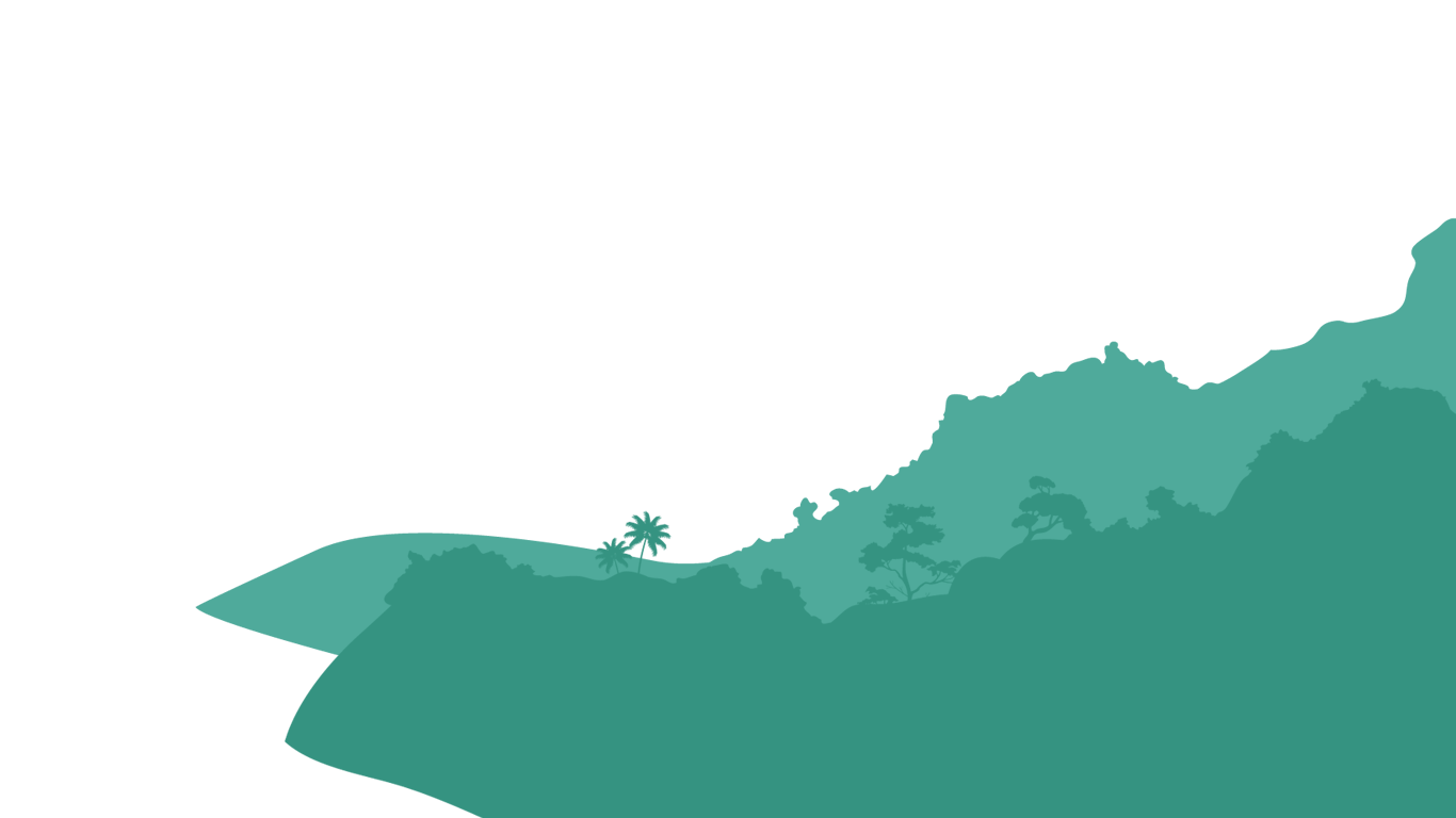 Foreground jungle hill with tropical trees