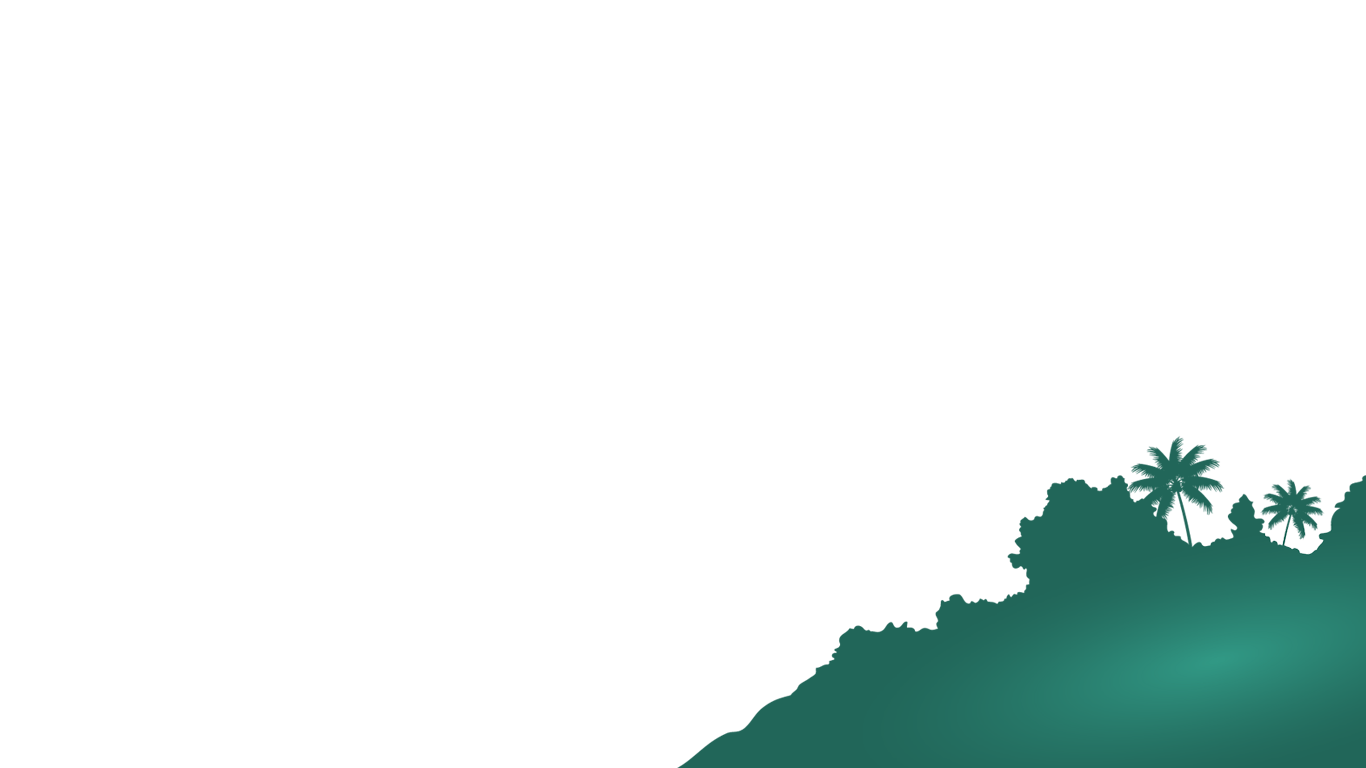 Right-side hill with palm trees silhouette